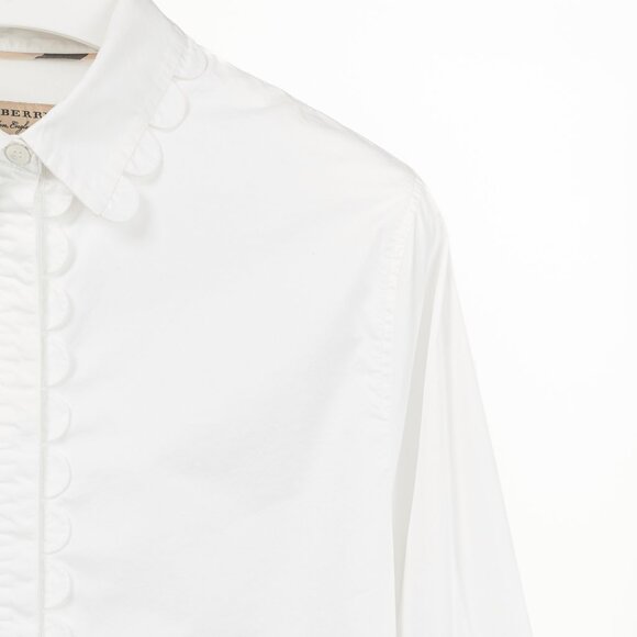 Burberry White Cotton-Poplin Scalloped-Trim Buttoned Shirt - Picture 5 of 12